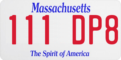 MA license plate 111DP8