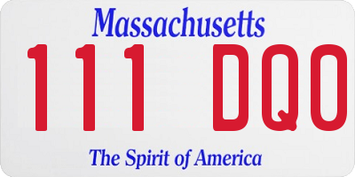 MA license plate 111DQ0