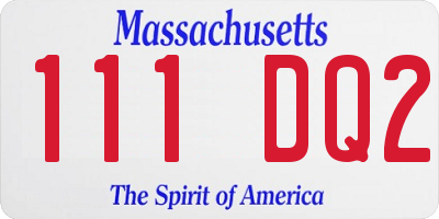 MA license plate 111DQ2