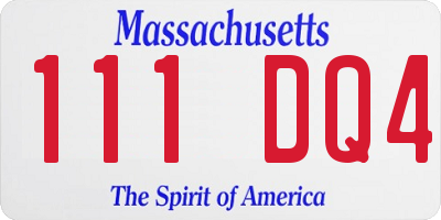 MA license plate 111DQ4