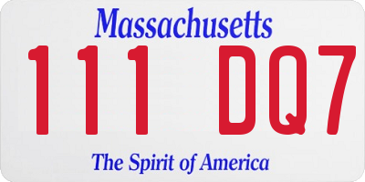 MA license plate 111DQ7