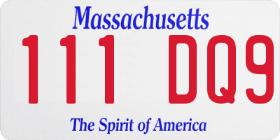MA license plate 111DQ9