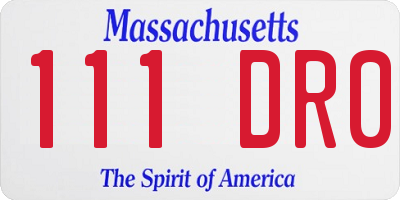 MA license plate 111DR0