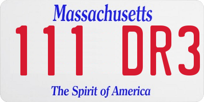 MA license plate 111DR3
