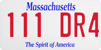 MA license plate 111DR4