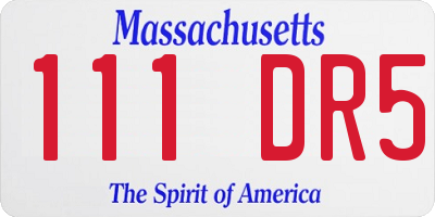MA license plate 111DR5
