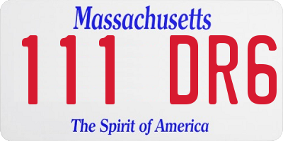 MA license plate 111DR6