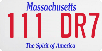 MA license plate 111DR7