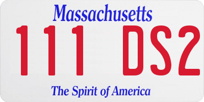 MA license plate 111DS2