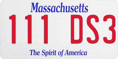 MA license plate 111DS3