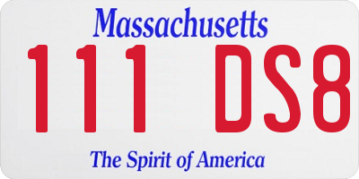 MA license plate 111DS8