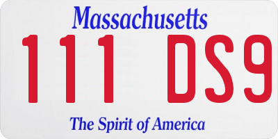 MA license plate 111DS9