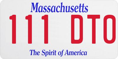 MA license plate 111DT0