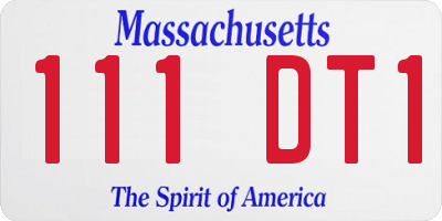MA license plate 111DT1