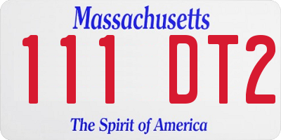 MA license plate 111DT2