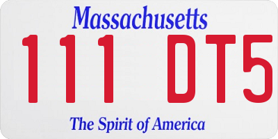 MA license plate 111DT5