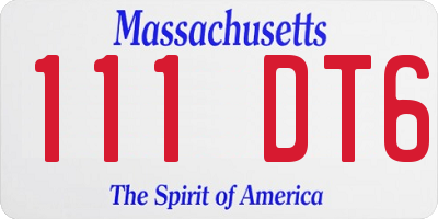 MA license plate 111DT6