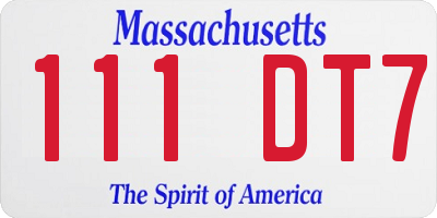 MA license plate 111DT7