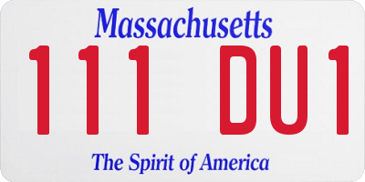 MA license plate 111DU1