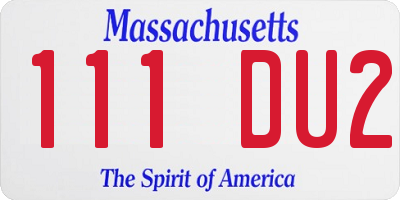 MA license plate 111DU2