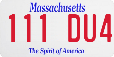 MA license plate 111DU4