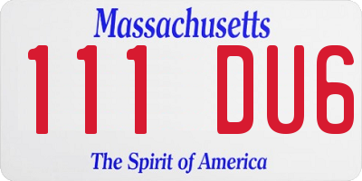 MA license plate 111DU6