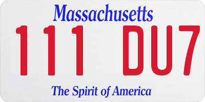 MA license plate 111DU7