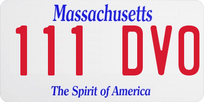 MA license plate 111DV0
