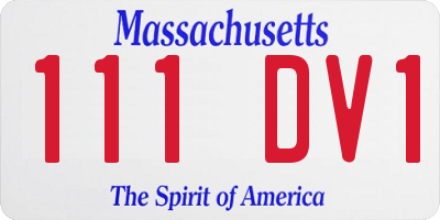 MA license plate 111DV1