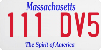 MA license plate 111DV5