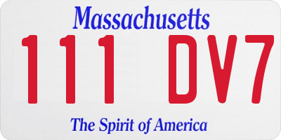 MA license plate 111DV7
