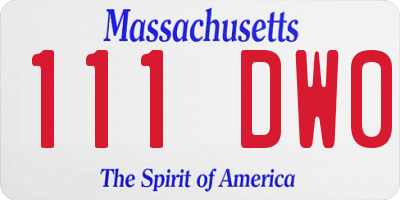 MA license plate 111DW0