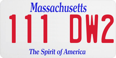 MA license plate 111DW2
