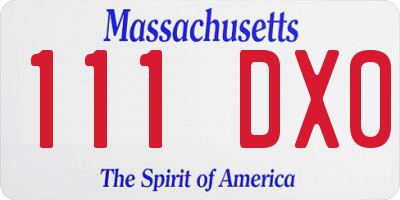 MA license plate 111DX0