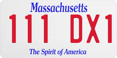 MA license plate 111DX1