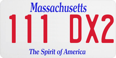 MA license plate 111DX2