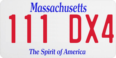 MA license plate 111DX4