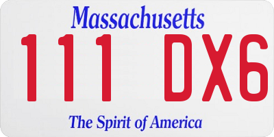 MA license plate 111DX6