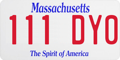 MA license plate 111DY0