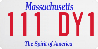 MA license plate 111DY1