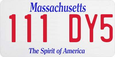 MA license plate 111DY5