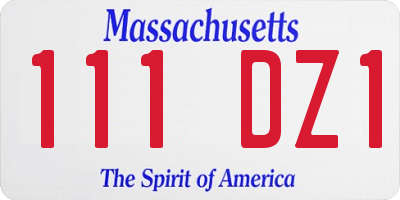 MA license plate 111DZ1