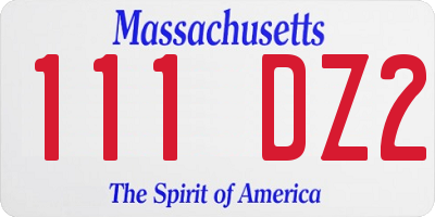 MA license plate 111DZ2