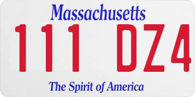 MA license plate 111DZ4