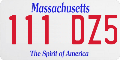 MA license plate 111DZ5