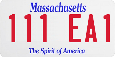 MA license plate 111EA1
