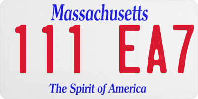 MA license plate 111EA7