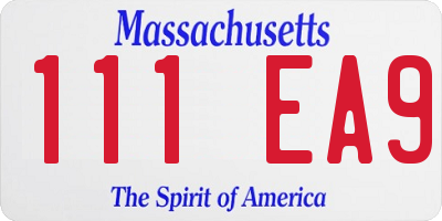 MA license plate 111EA9
