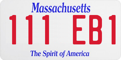 MA license plate 111EB1