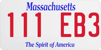 MA license plate 111EB3